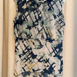 Simply Vera Wang Blouse Women’s Medium Sleeveless Abstract Print High Low Top